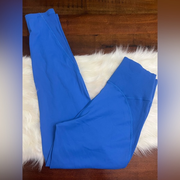 aerie Pants - Offline by Aerie Goals 7/8 Leggings Blue High Rise Ribbed Waist Sz L
